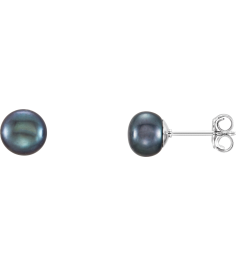 651659 Sterling Silver Set Pearl Cultured Black Freshwater Pearl Pair 6.0-7.0 Mm Friction Friction Backs Included Polished Freshwater Black Cultured Pearl Earrings