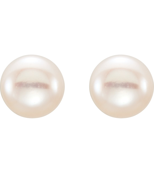 651659 14K Yellow Set Pearl Cultured White Freshwater Pearl Pair 5.0-6.0 Mm Friction Friction Backs Included Polished Freshwater White Cultured Pearl Earrings