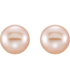 651659 14K Yellow Set Pearl Cultured Pink Freshwater Pearl Pair 5.0-6.0 Mm Friction Friction Backs Included Polished Freshwater Pink Cultured Pearl Earrings
