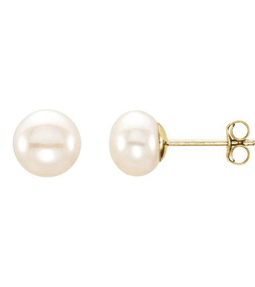 651659 14K Yellow Set Pearl Cultured White Freshwater Pearl Pair 6.0-7.0 Mm Friction Friction Backs Included Polished Freshwater White Cultured Pearl Earrings
