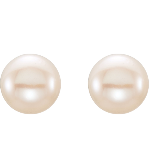 651659 14K Yellow Set Pearl Cultured White Freshwater Pearl Pair 6.0-7.0 Mm Friction Friction Backs Included Polished Freshwater White Cultured Pearl Earrings
