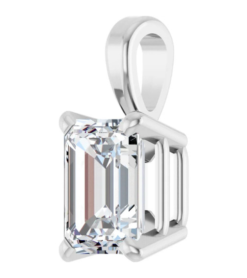 14K White 1/2 CT Natural Diamond Pendant