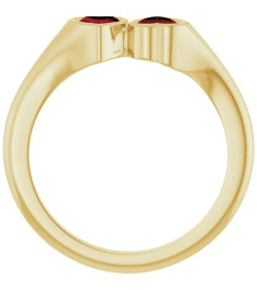 14K Yellow Natural Mozambique Garnet Two-Stone Ring