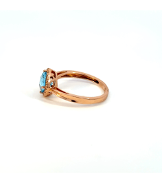 14K/R/GOLD AQUAMARINE RING D/0.27CTW