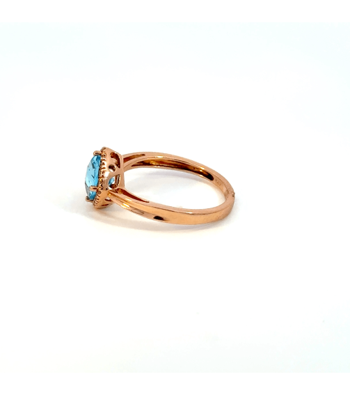 14K/R/GOLD AQUAMARINE RING D/0.27CTW
