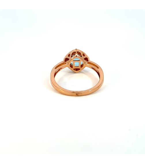 14K/R/GOLD AQUAMARINE RING D/0.27CTW